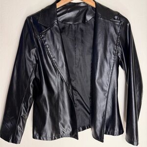 Glossy Black Faux Leather Jacket S